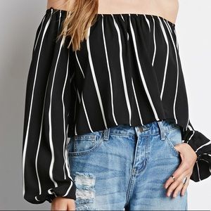Forever 21 Plus Striped Off The Shoulder Blouse